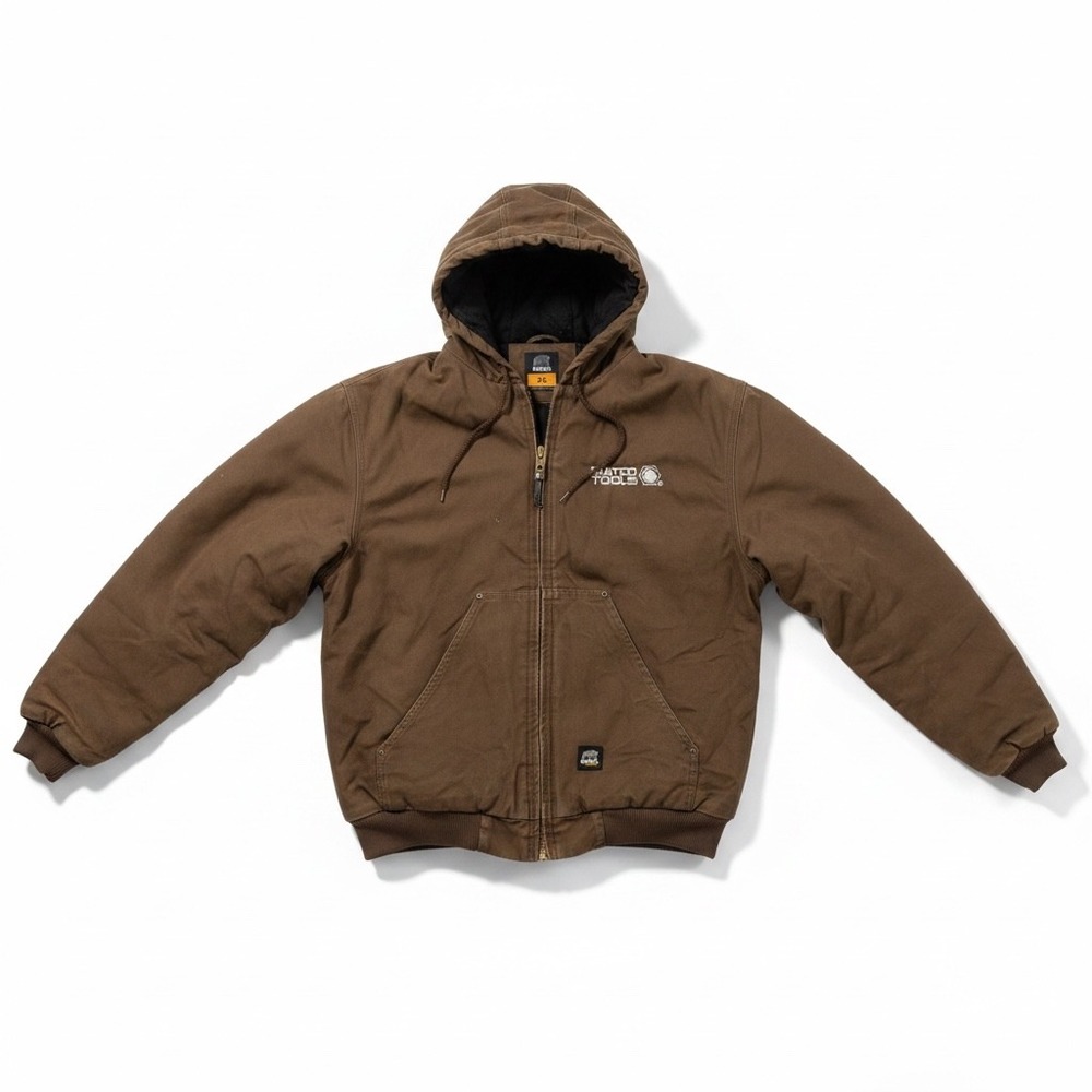 Berne Matco Tools Brown Canvas Hooded Work Jacket Mens XL HJ375BB Regular
